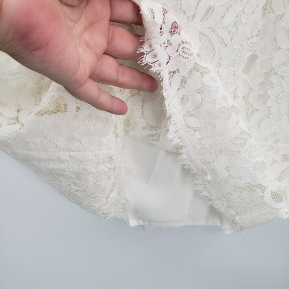 White House Black Market Bell Sleeve Shift Dress Womens 6 Lace Overlay Lined - Picture 12 of 16